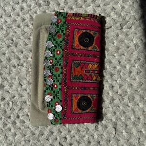 Embroidered Multicolor Boho Clutch Wallet